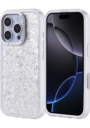 Apple Uyumlu iPhone 16 Pro Kılıf Taşlı Tasarım Zore Kapi Kapak