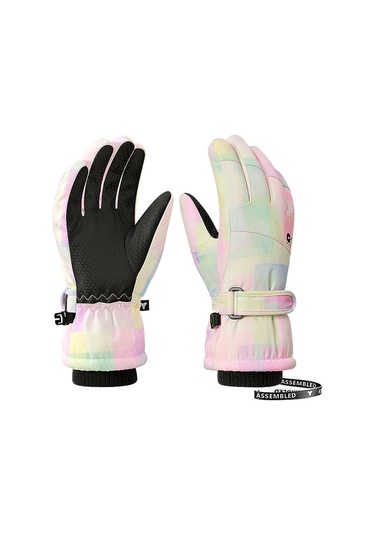 Çocuklar Kayak Eldivenleri Kız Erkek Su Geçirmez Rüzgar Dayanıklı Kalın Bebek Kar Eldivenleri Oynar Mavi