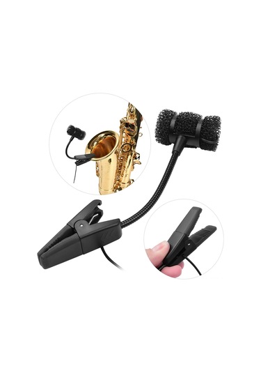 Springsun "saksofon Ve Üflemeli Çalgılar İçin Profesyonel Klipsli Kondenser Mikrofon - 3.5mm/6.35mm Bağlantı"