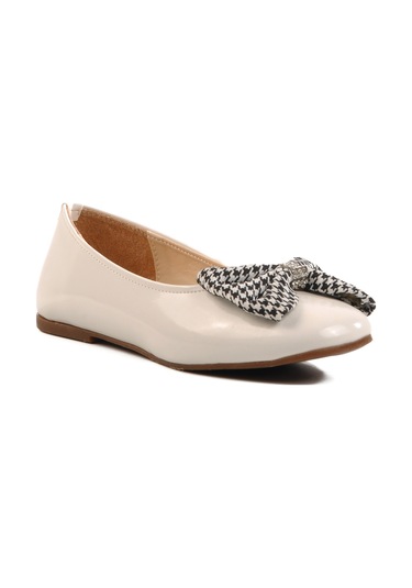 Aspor Beyaz Rugan Fiyonk Kurdeleli Kız Çocuk Babet Çok Renkli