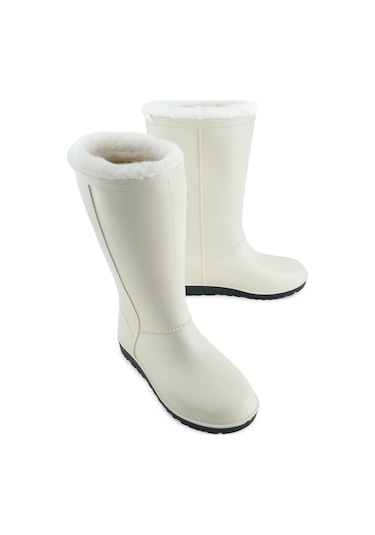 Gezer Kadın Kışlık Pvc İçi Sıcak Astarlı Su Geçirmez Çizme Bej