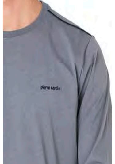 Pierre Cardin 6099 Erkek Uzun Kollu Bisiklet Yaka Pijama Takımı-gri Gri Melanj