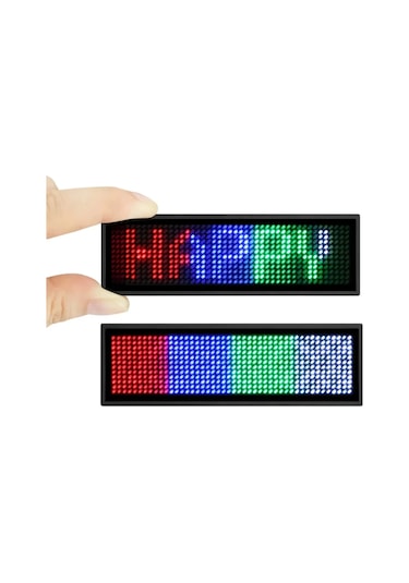 Matrix Kayan Led Yaka Rozeti Mobil Kontrollü Dijital Etiket 9 3cm