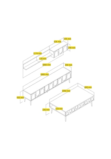 Variant Lyon Tv Ünitesi Ve Orta Sehpa Takımı - Krem / Ceviz