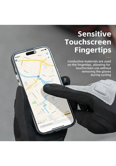 Rockbros Mt016 1 Çift Açık Bisiklet Koruma Eldiveni Dokunmatik Ekran Tam Parmak Eldiven - Siyah M