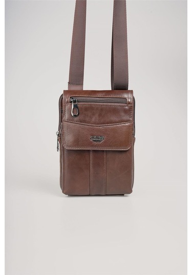 Ççs 31618 Hakiki Deri Askılı Çanta Kahve