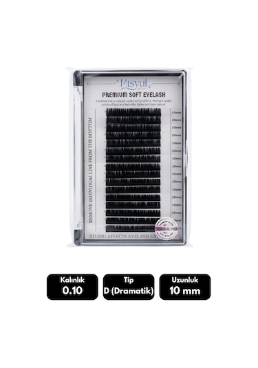 Misyul 0.10d Dramatik Kıvrım 10 Mm Soft Eyelash Doğal İpek Kirpik 16'lı