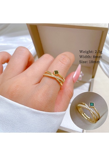 Geometrik Elmas Taşlı Yuvarlak İnci Yüzük No.73 Çok Renkli