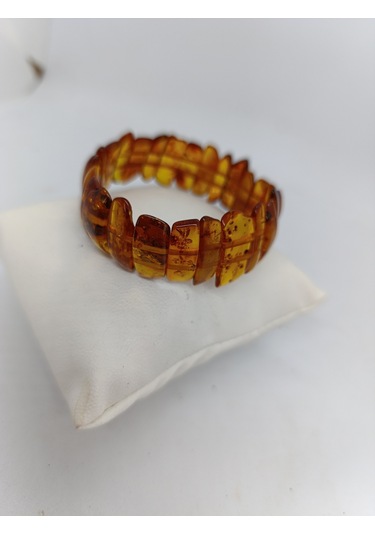 Kehribar Organik Şifa Taşı Taşı Bileklik-1027 Açık Kahverengi