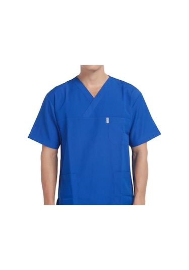 V Yaka Ceket Kısa Kol Sax Mavi