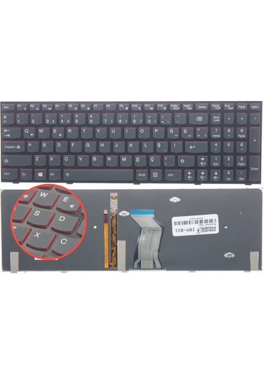 Lenovo Uyumlu Ideapad Y500, Y510, Y590 Klavye Işıklı (Siyah Tr)