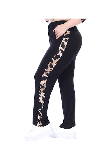 Melsay Butik Siyah Truvakar Kol Yarım Kaplan Garnili Viskon Büyük Beden Takım Siyah