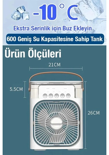 Ayarlanabilir Kademe Ve Dereceli Taşınabilir Ev Ofis 600ml Nemlendiricili Buharlı Fan