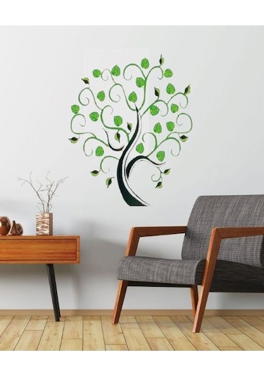Duvar Süsü Sticker 2 Adet Ağaçlı Şeffaf Filmli Pvc 70x50x0,5cm