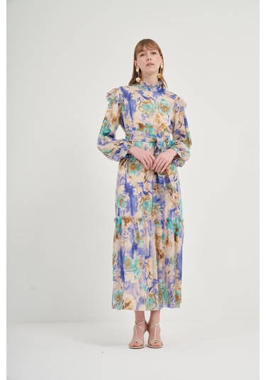 Ftz İpek Şifon Elbise Mor 31038 Mor