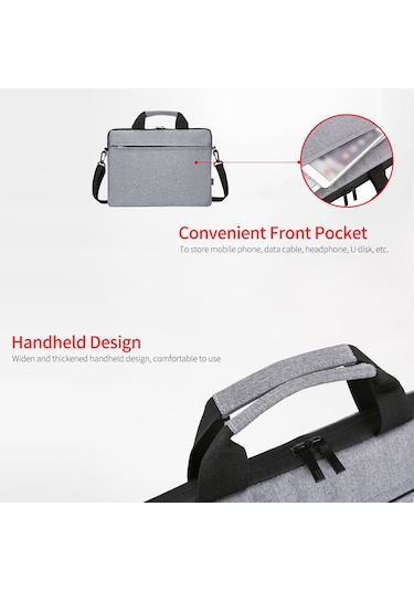 Yuntech01 15.6 İnç Oxford Kumaş Laptop Çantası - Poliester İç Malzeme, Taşıma Kolu, Çekici Bağlayıcı, Gri Gri