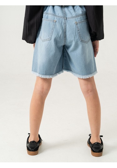 Kız Çocuk Kot Şort Etek 2856 Açık Mavi