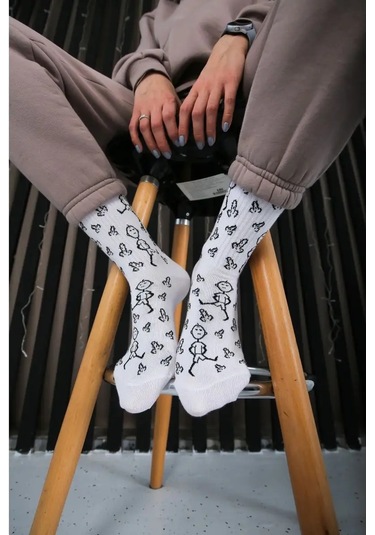 Kingkit Baskılı Ve Desenli Eğlenceli Yüksek Çoraplar Hediye Olarak Pamuklu 159842521 Beyaz