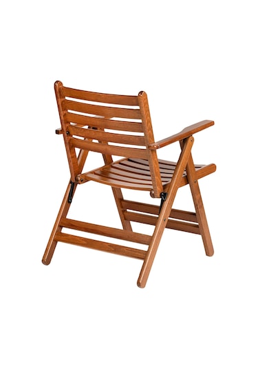 London Katlanabilir Ahşap Bahçe Balkon Sandalyesi - Kolçaklı Ceviz