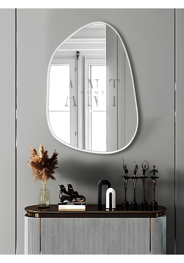 Asimetrik Ayna 75x55 Cm Konsol Aynası, Dresuar Aynası, Duvar Aynası, 1.kalite Şişecam Ayna 75 X 55 Beyaz