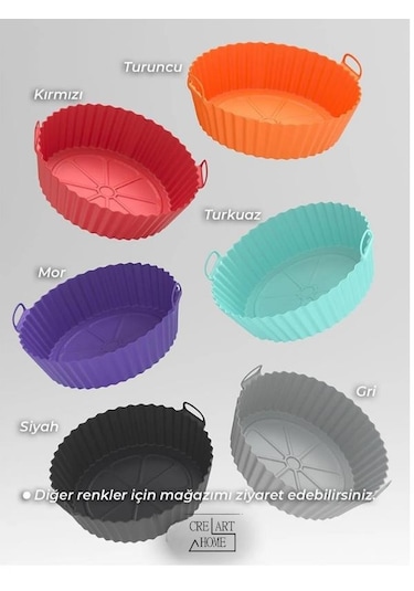 Airfryer Silikon Pişirme Kabı 20x5 Cm Bpa Içermez Tüm Airfryer'lere Uyumlu Pişirme Kağıdı Turuncu