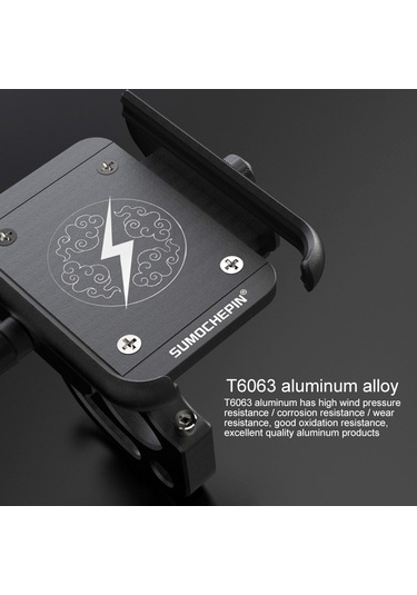 Kancalı Motosiklet Alüminyum Alaşımlı Cep Telefonu Braketi, 4-6.5 İnç Telefonlar İçin Uygun Siyah Siyah