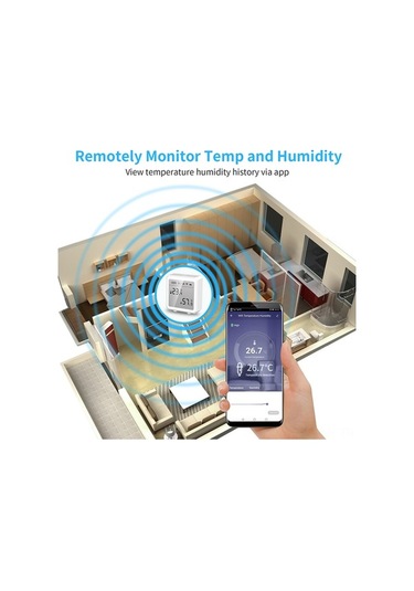 Novahub Wifi Ve Bluetooth Dijital Termometre Nem Ölçer - Lcd Ekranlı, Alarm Fonksiyonlu, Alexa Uyumlu, Sıcaklık Ve Nem Takibi