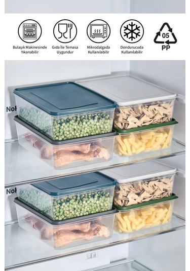 Mikrodalga Ve Derin Dondurucuya Uygun Freshkeep Saklama Kabı 4'lü Set - Beyaz / 4 4000 Ml Beyaz