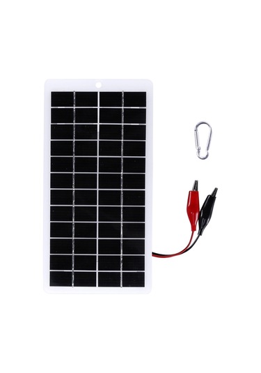 5w 12v Polikristal Güneş Paneli Lambası Su Pompası Klipsli Solar Şarj Cihazı Siyah