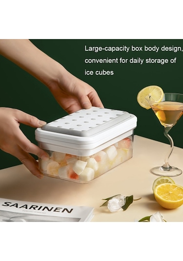 Çift Katmanlı Buz Küpü Makinesi Kalıp Kutusu Mutfak Pres Kapaklı Buz Tepsisi Bpa İçermez, Fda Sertifikası Yok - Pembe