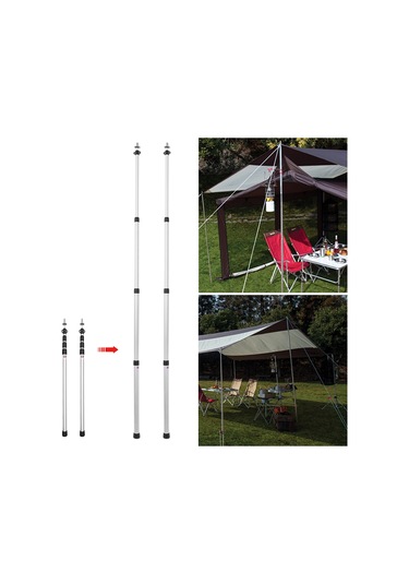 Ximistore9 Dış Mekan İçin 4 Bölümden Alüminyum Güneş Şemsiyesi Direği, Uzunluk Ayarlanabilir Gümüş, 2.8 M Gümüş