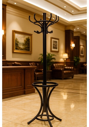 Lüks Siyah Kalın Metal Den Portmanto Askılık Üreticiden 100 Kg Kapasiteli Siyah