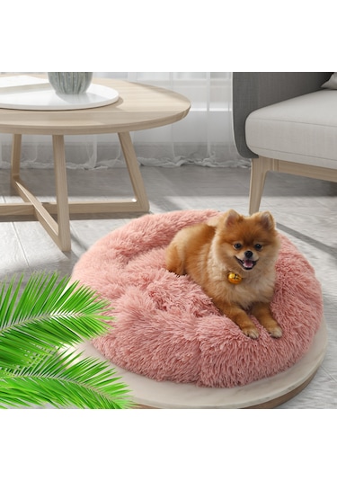 Vkemall Yumuşak Yuvarlak Evcil Hayvan Yatağı - Isıtmalı Ve Yıkanabilir Kedi/köpek Yatağı