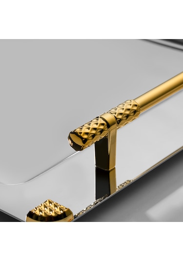 Paris Altın Saten 2'li Çelik Tepsi Seti