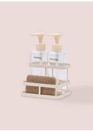 The Mia Metal Standlı Sıvı Sabunluk Beyaz 3 Parça Çok Renkli