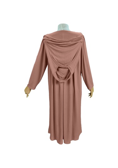 Pratik Tek Parça Organik Kız Çocuk Namaz Elbisesi Toprak Kahverengi