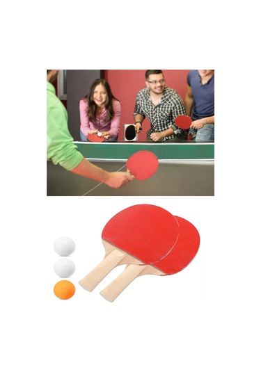 Büro Ev Ofis Yazlık Spor Egzersizi İçin 3 Ping Pong Topu 2 Raket Masa Tenisi Seti