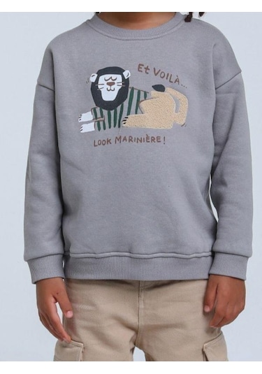 Jack Lions Erkek Bebek Aslan Figürlü Sweatshirt-14747 Gri