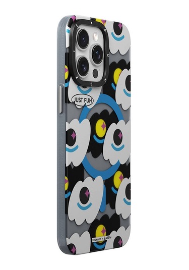 İphone 14 Pro Uyumlu Kılıf Magsafe Şarj Özellikli Youngkit Happy View Serisi Kapak Mavi