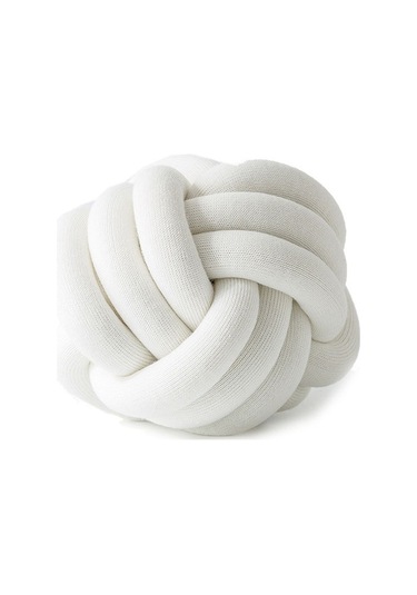 Sones El Yapımı Düğümlü Top Yastık, Boyut: Çap: 25 30cm Beyaz