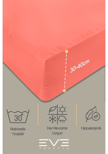 Eve Tekstil %100 Doğal Pamuk Tek Kişilik Rainforce Kumaş Lastikli Çarşaf Ve Yastık Kılıf Set Yavruağzı