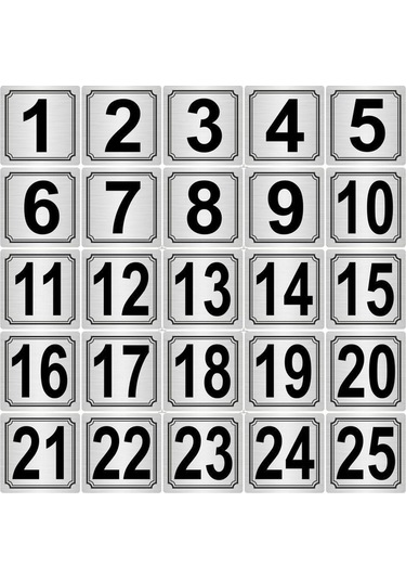 Metal Kapı Masa Dolap Numarası 15 Cm 15 Cm 25 Adet