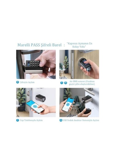 Marelli Pass Bnb Air Bnb Fonksiyonlu Şifreli Çelik Kapı Kilidi Kapı Göbeği