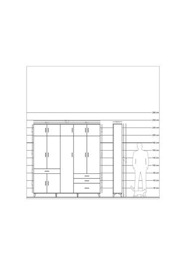 Arges Dolap 11 Raflı 4 Çekmeceli 2 Askılı 220x30x243 Aytaşı-antrasit/antrasit Antrasıt/antrasıt