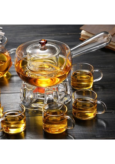 Suntek Demlikli Çaydanlık 450ml Seyahat Ocakları Cam-kulp