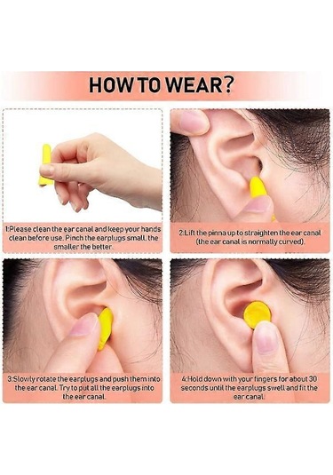 Kulak Tıkacı - 60 Çift Kulak Tıkacı Seti, Gürültü Önleyici Kulak Tıkacı, Fo