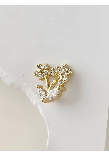 Kelebek Çiçek Yıldız Model Kıkırdak Piercing Tragus Helix Altın Gold Renk Küpe Gold