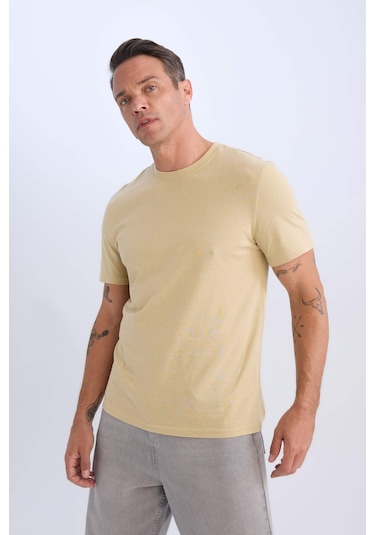 DeFacto %100 Pamuk New Regular Fit Bisiklet Yaka Basic Düz Kısa Kollu Tişört V7699AZ25SPKH504