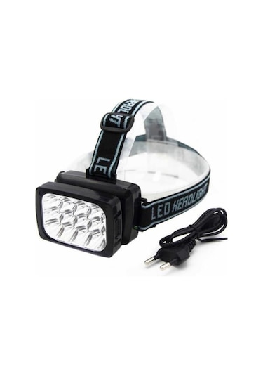 12 Ledli Güçlü Şarjlı Kafa Lambası Siyah