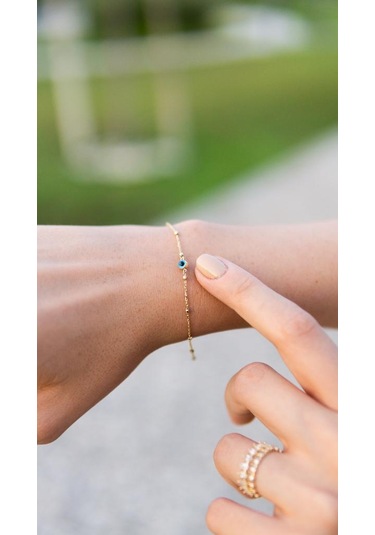 Altın Nazar Bileklik 19 Cm BL14736 Sarı Altın